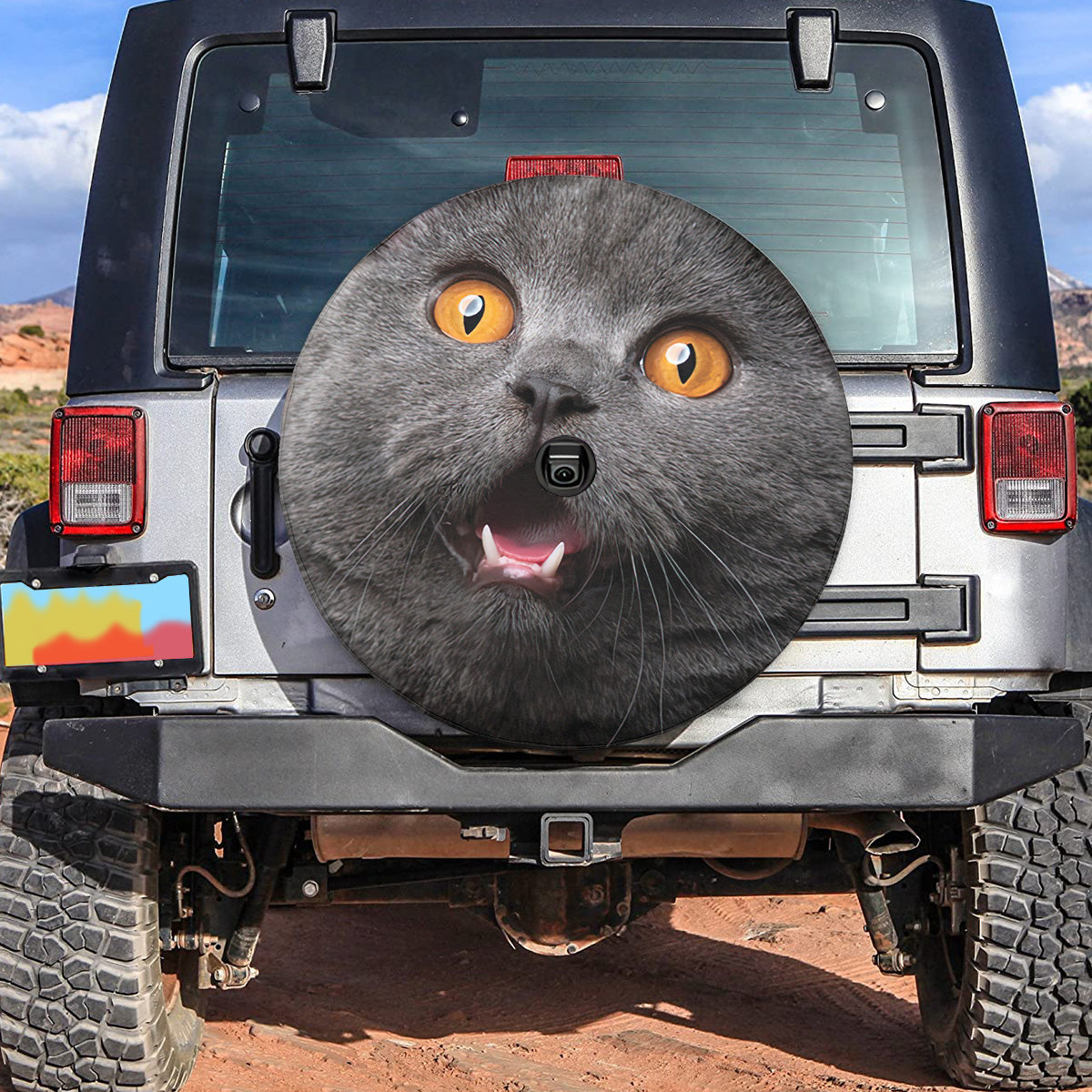 Petthouse | British Shorthair Cat Shocked Face Wheel Cover Car Accessories Cat Lover Gift Car Decoration