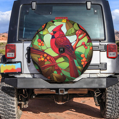 Petthouse | Cardinal Spare Tire Cover Stained Glass Tire Cover Bird Spring Tire Wrap Christmas  Accessories