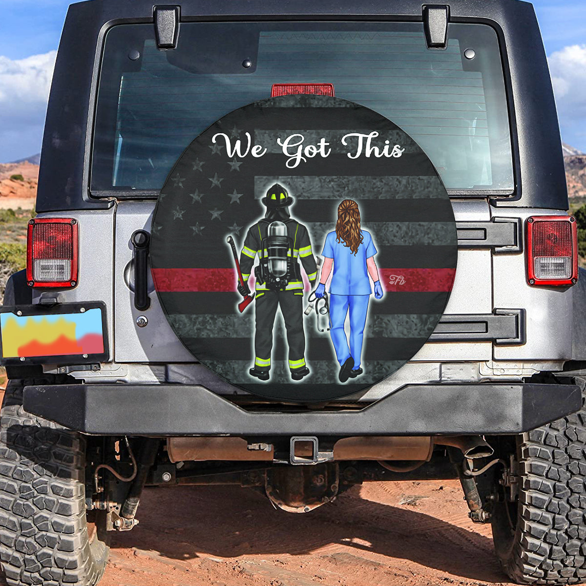 Petthouse | Firefighter And Nurse Spare Tire Cover We Got This Spare Tire Cover American Flag Thin Red Line