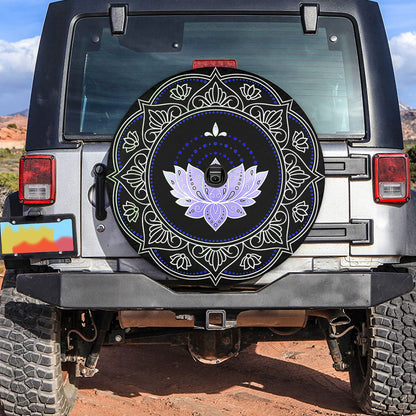 Petthouse | Lotus Mandala Texture Spare Tire Cover Lotus Flower Floral Truck Decoration Mandala Lovers Gift