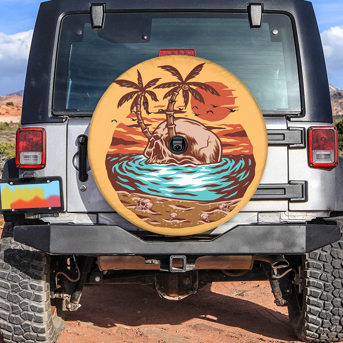 Petthouse | Skull Summer Beach Spare Tire Cover Skull Tire Cover Skull Ireland Tire Wrap Car Decoration