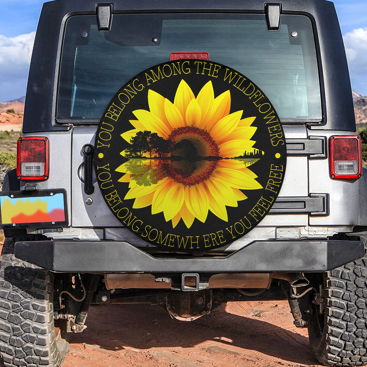 Petthouse | Sunflower Artwork Tire Cover You Belong Among The Wildflowers Tire Cover Car Decoration