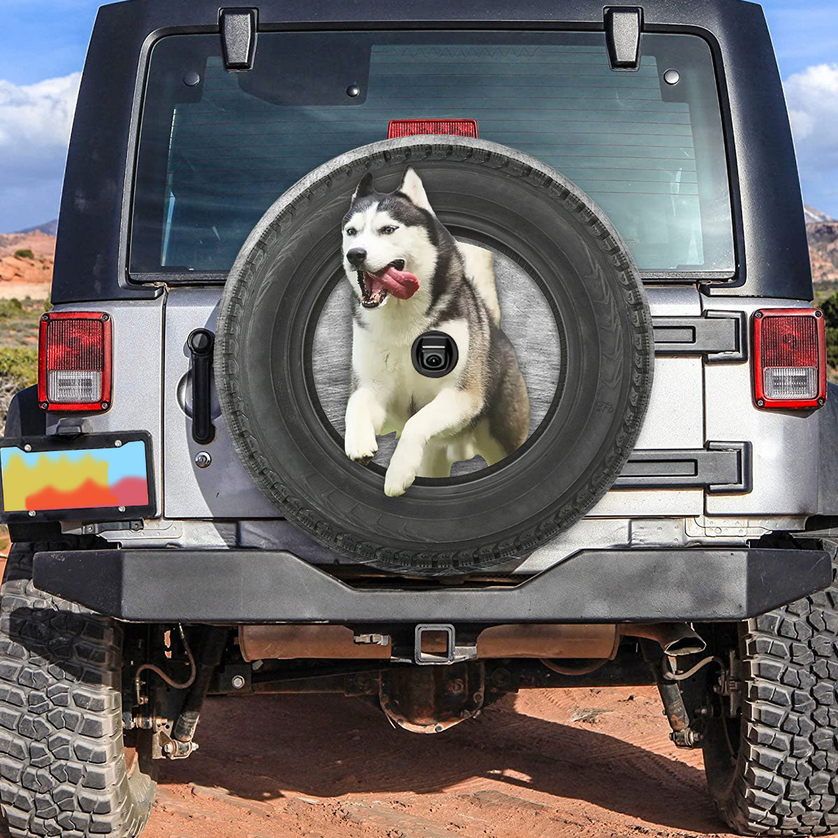 Petthouse | Husky Siberian Running Dog Funny Spare Tire Cover Wheel Cover Protector Car Tire Covers