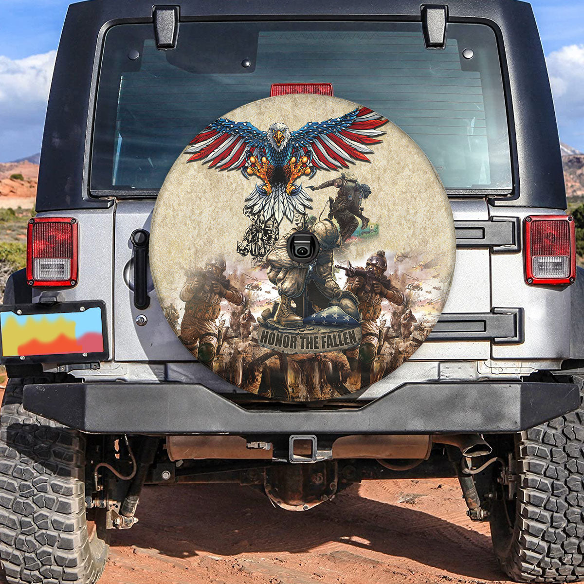 Petthouse | American Veteran Soldier Military Spare Tire Cover Honor The Fallen Freedom Day Car Accessory