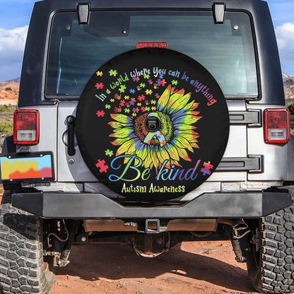 Petthouse | Autism Awareness Tire Protector Sunflower Autism Ribbon Wheel Cover Be Kind Autistic Gifts Spare Tire Cover