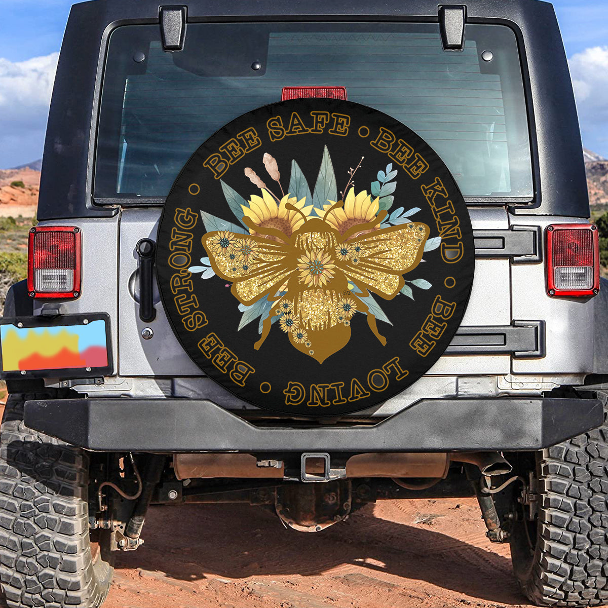 Petthouse | Bee Safe Bee Kind Spare Tire Cover Bee Sunflower Spare Tire Cover New Car Gift