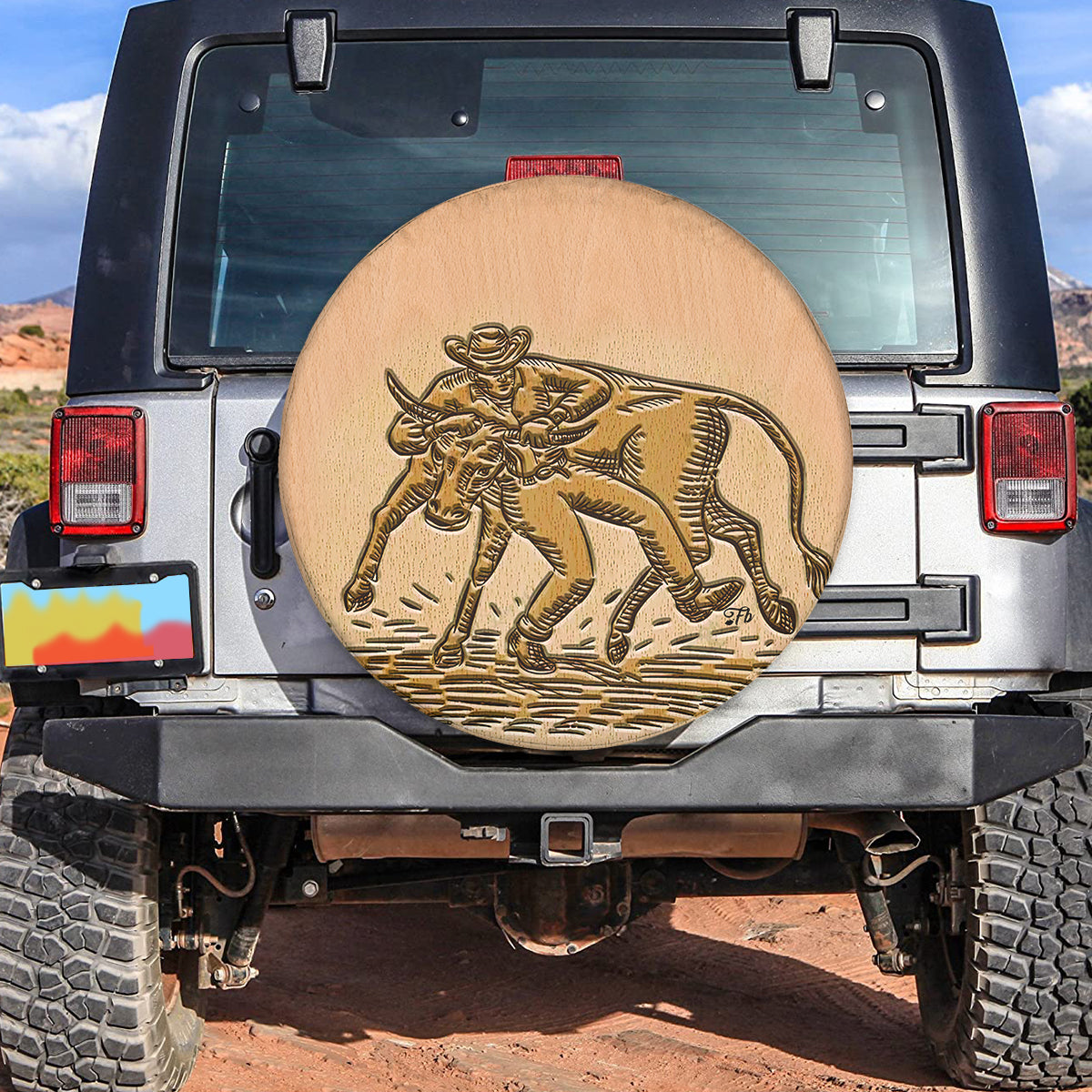 Petthouse | Bull Riding Spare Tire Cover Bull Rider Spare Wheel Cover Rodeo Tire Cover