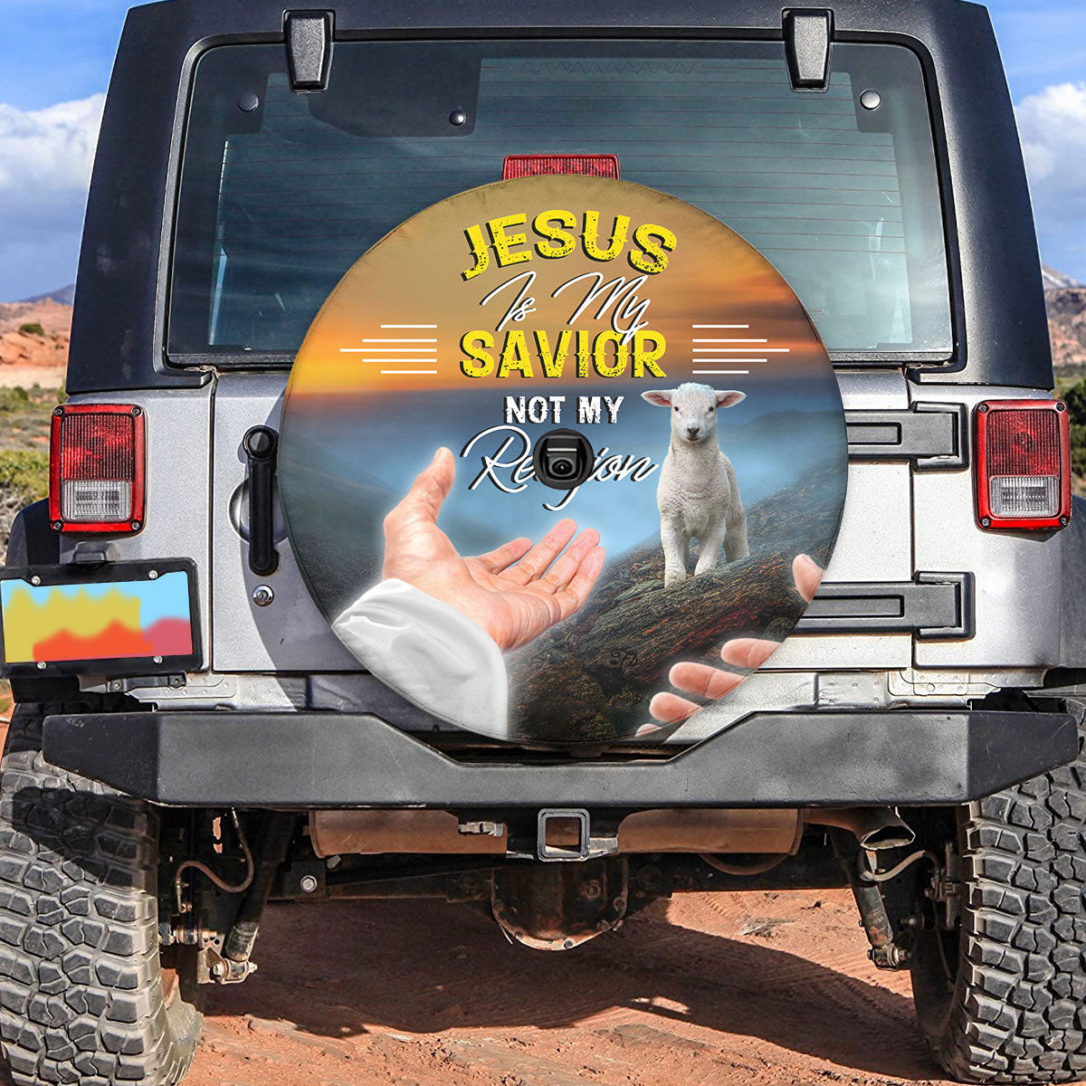 Petthouse | Jesus Is My Savior Spare Tire Cover Jesus Lamb Tire Covers Religious Wheel Covers Car Accessories