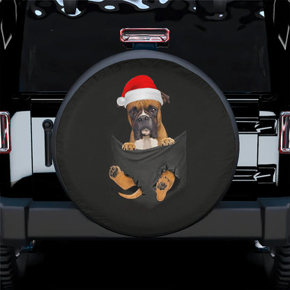 Petthouse | Pitbull Sit In Pocket Wheel Cover, Pitbull Santa Cracked Pocket, Merry X-mas Pitbull