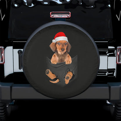 Petthouse | Dachshund Relax In Cracked Pocket Tire Wrap, Puppy Dachshund Spare Tire Cover, Pet Lover