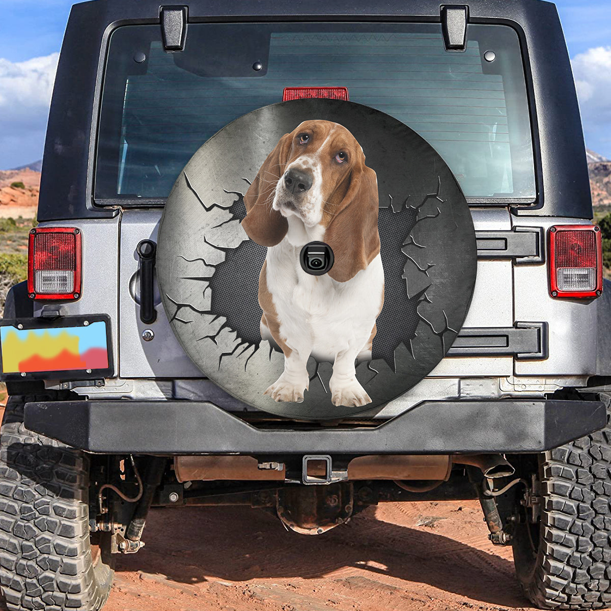 Petthouse | Basset Hound Funny Spare Tire Cover Hole Punched Wheel Cover Fun Car Decor Dog Lover Gifts