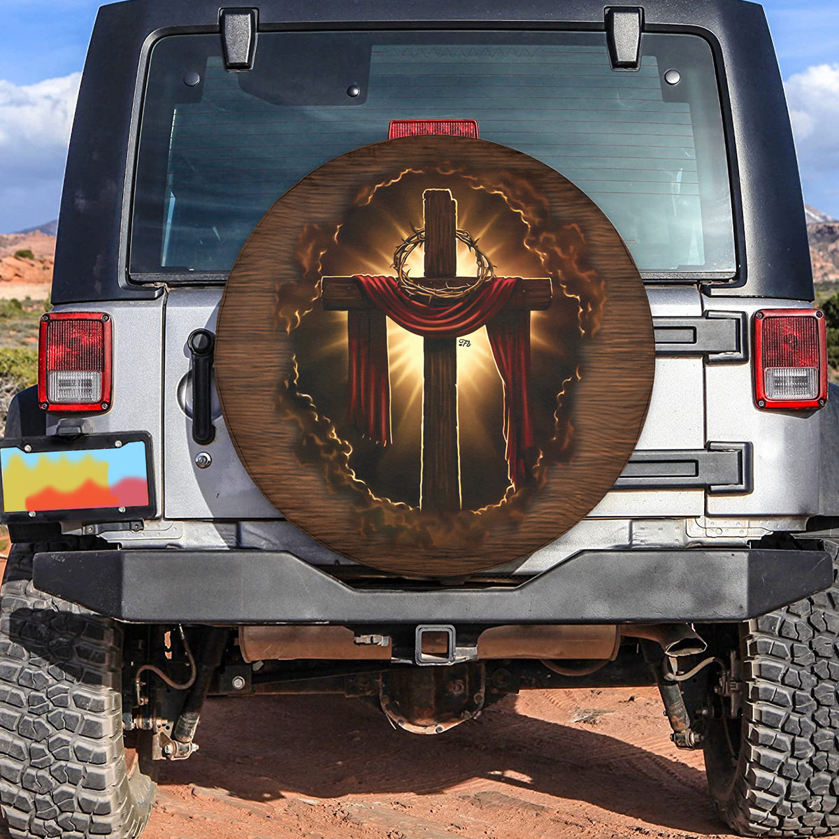 Petthouse | Wooden Cross Christian Spare Tire Cover, Christ Truck Decor Gift, Dad Gift Birthday Gift