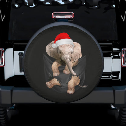 Petthouse | Elephant In Pocket Wheel Cover, Elephant Wear Santa Hat Sapre Tire Cover, X-mas Animal