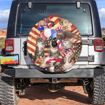 Petthouse | Cat Spare Tire Cover Patriotic 4th Of July Tire Protector Cat Circus Wheel Cover Cat Lover Gift