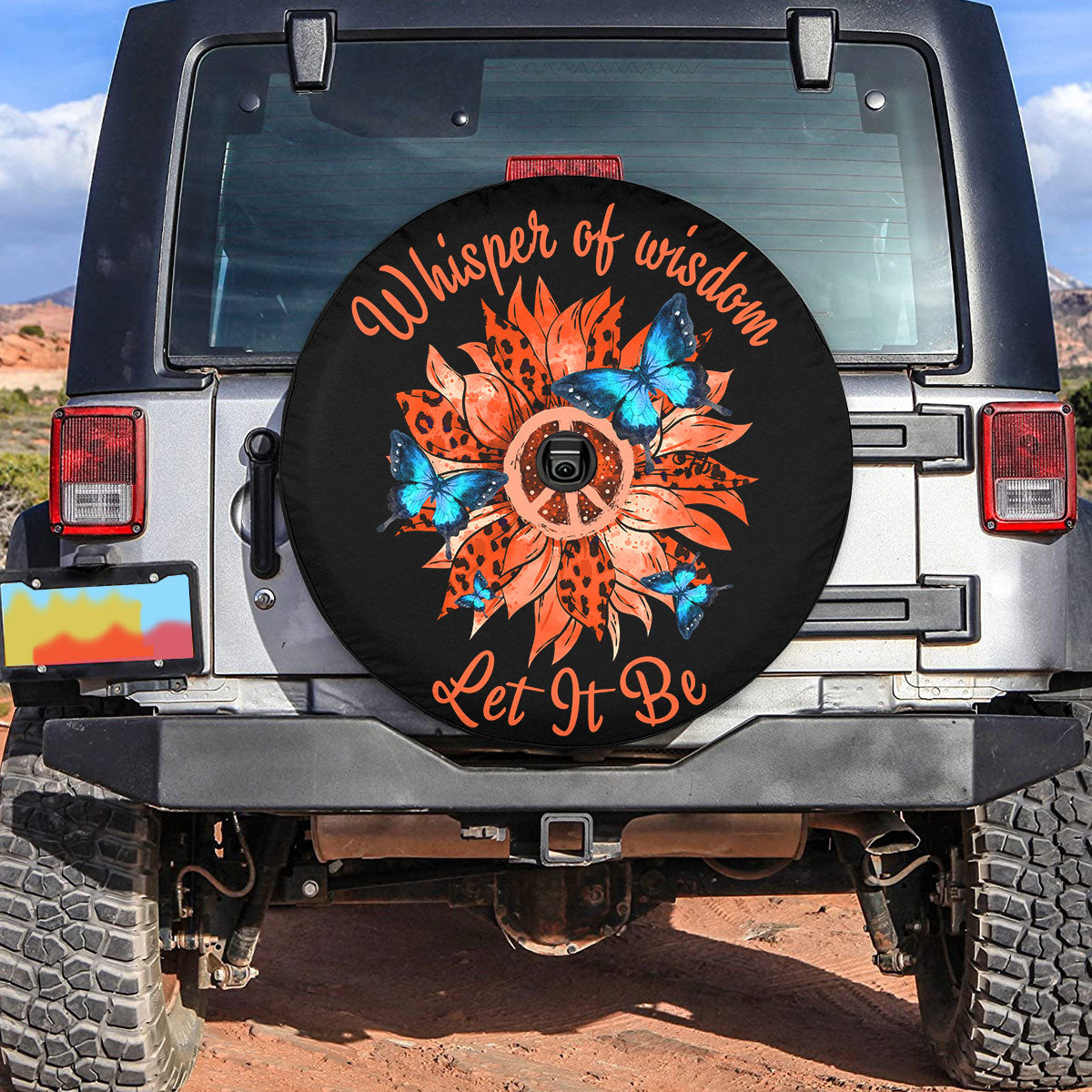 Petthouse | Hippie Peace Sunflower Butterfly Spare Tire Cover Whisper Of Wisdom Truck Decoration