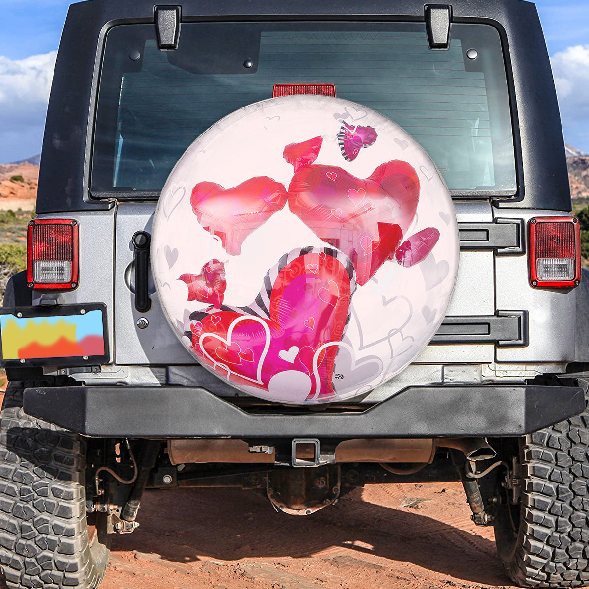 Petthouse | Valentine Heart Balloons Spare Tire Cover Happy Valentine's Day Gift Lover Gift Decor Car