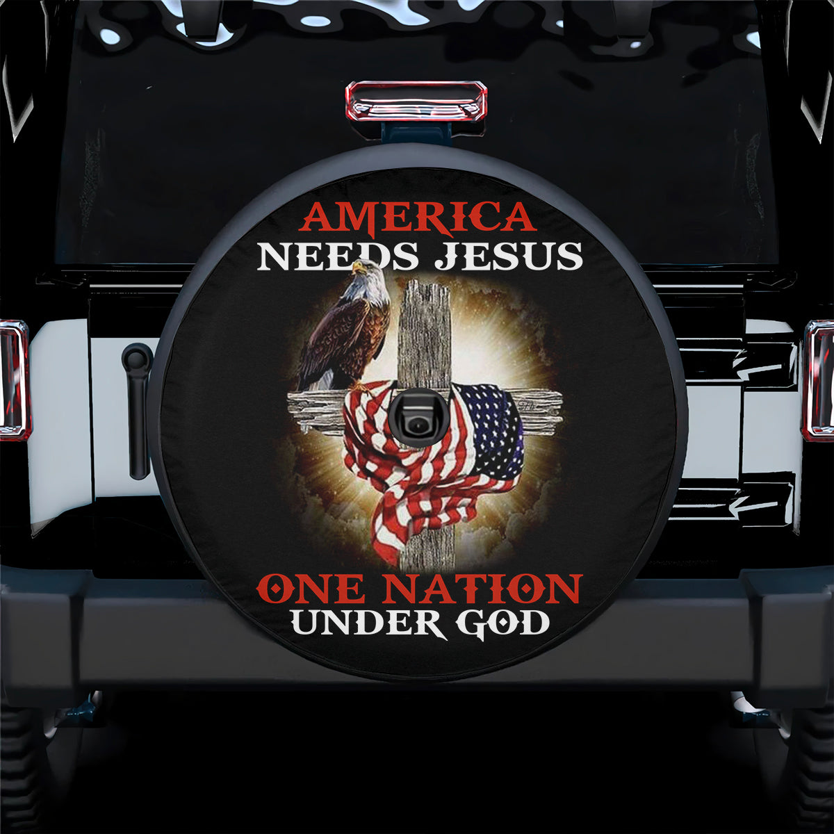 Petthouse | One Nation Under God Spare Tire Cover American Needs Jesus Tire Wrap Christian Car Decoration