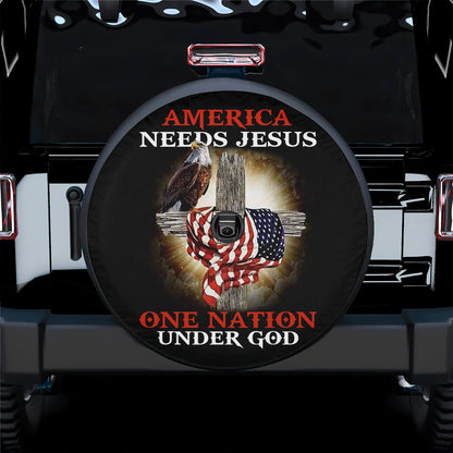 Petthouse | One Nation Under God Spare Tire Cover American Needs Jesus Tire Wrap Christian Car Decoration