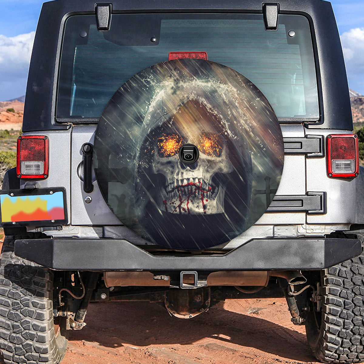 Petthouse | Skull Spare Tire Cover Grateful Dead Tire Cover Death From Hell Wheel Cover Halloween Accessories