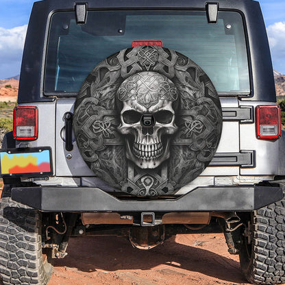 Petthouse | Dark Skull Halloween Spare Tire Cover Happy Halloween's Day October 31th Truck Decoration