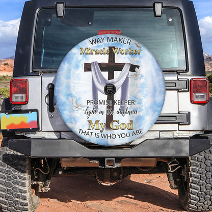 Petthouse | Cross Spare Tire Cover Jesus Way Maker Custom Tire Cover Gifts For Christians