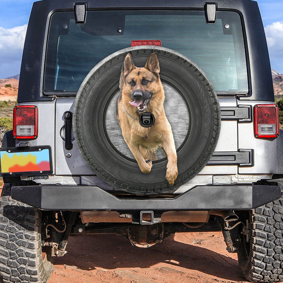 Petthouse | German Shepherd Jump Out Of Tire Spare Wheel Cover Dog Humorous Car Accessories Men Dog Dad