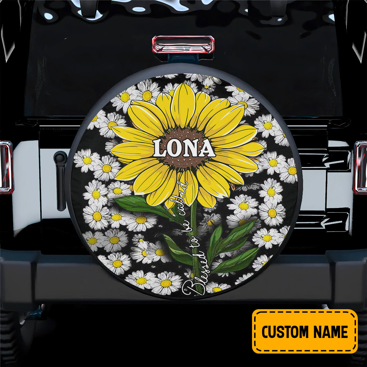 Petthouse | Customized Tire Cover Blessed To Be Called Tire Wrap Sunflower Tire Cover Car Decoration