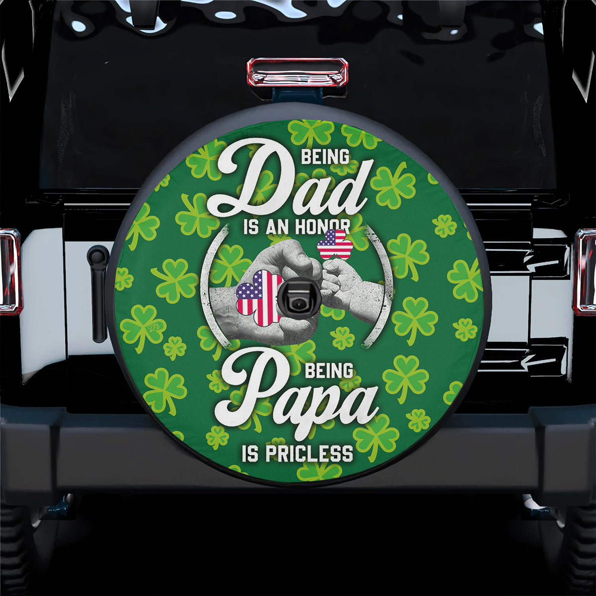 Petthouse | Father's Day Spare Tire Cover Irish American Dad Being Papa Is Priceless Shamrock Family Gifts