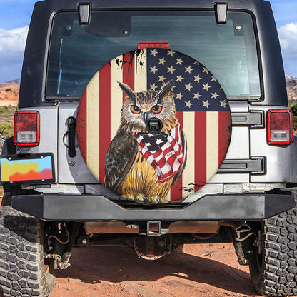 Petthouse | American Owl Happy 4th Of July Spare Tire Cover Eagle Owl Patriotic Car Accessory Truck Decor