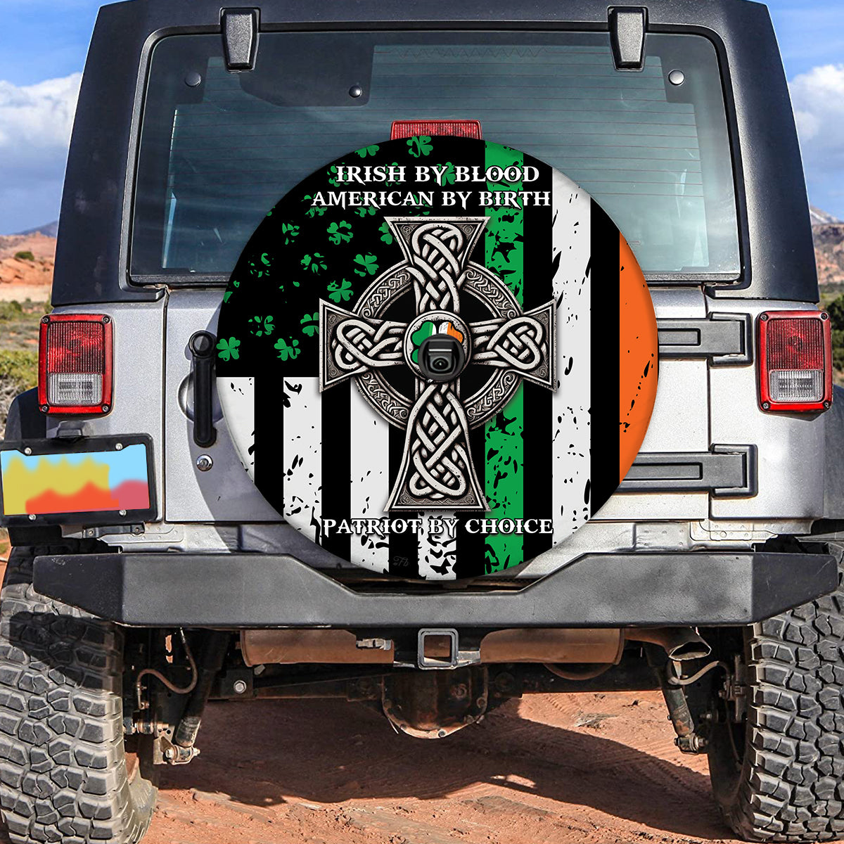 Petthouse | Celtic Cross Spare Tire Cover Irish Tire Cover Irish By Blood American By Birth For St Patrick's Day