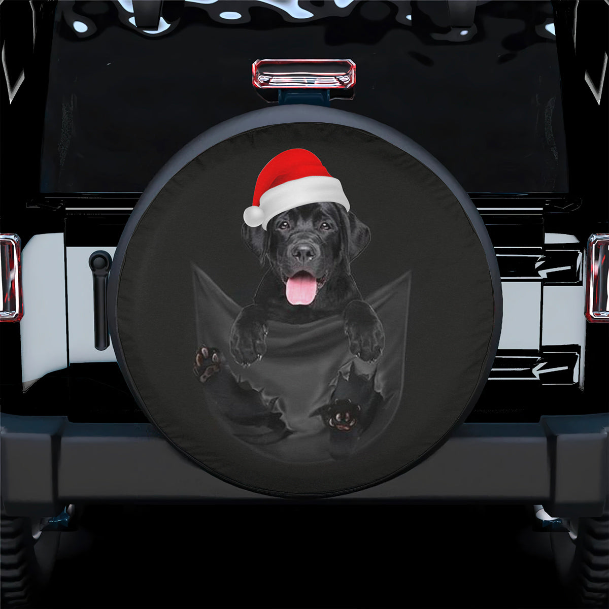 Petthouse | Black Retriever In Pocket Car Accessories, Santa Retriever Christmas Tire Wrap, Pet Lover