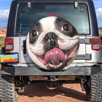 Petthouse | Tire Covers  Portrait Of A Funny And Happy Boston Terrier Spare Wheel Cover Car Accessories