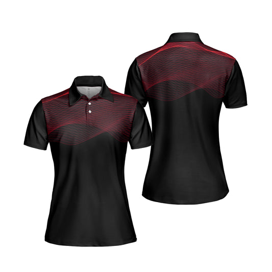 Petthouse | Wavy Red Lines Pattern Women's Polo Shirts Golfer Gift Golfing Styles Sports Team Gift