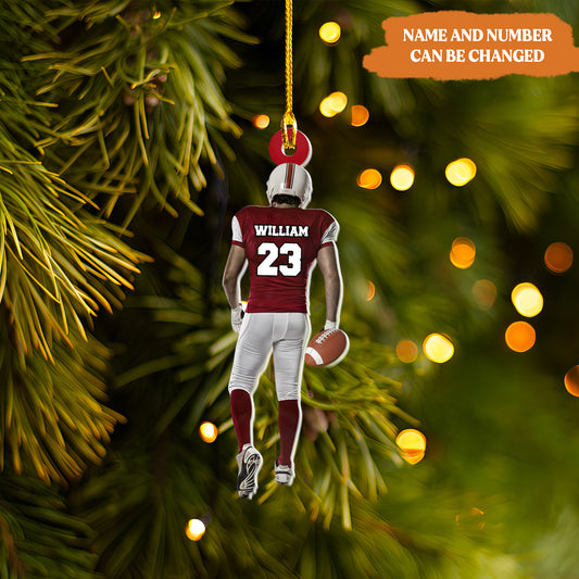 Petthouse | Personalized American Football Player Christmas 2d Flat Ornament, Gift For Football Players