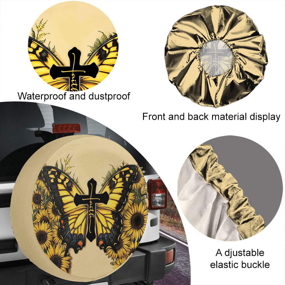 Petthouse | Jesus Butterflies Faith Spare Tire Cover, Jesus Sunflower Decor Car, Butterflies Faith Car