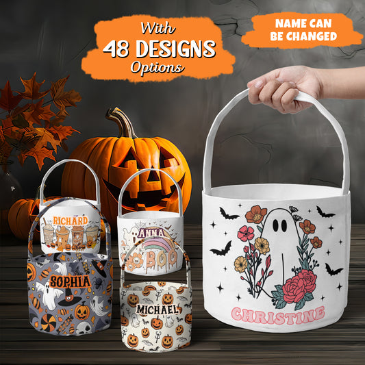 Petthouse | Personalized Trick Or Treat Basket, Halloween Candy Bag, Trick Or Treat Bag, Halloween Tote Bag