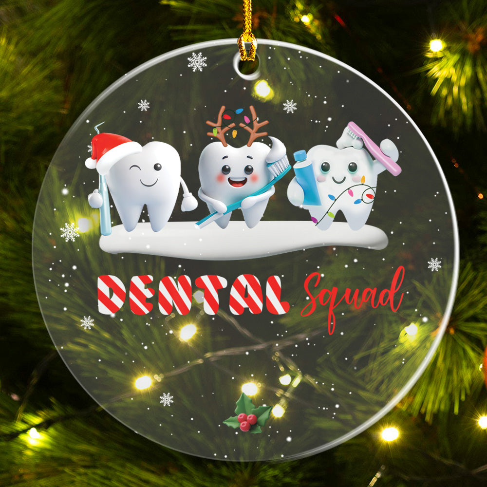 Petthouse | Personalized Dental Squad Ornament, Custom Brand Name, Dental Office Gift, Work Anniversary Gift