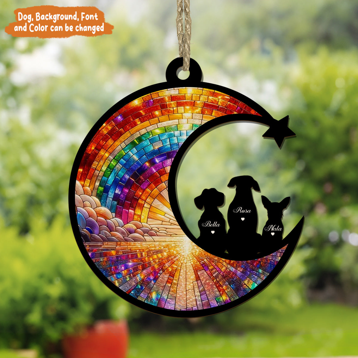 Petthouse | Custom Dog Loss Sympathy, Dog Memorial Suncatcher, Dog Rainbow Bridge, Pet Remembrance Gift