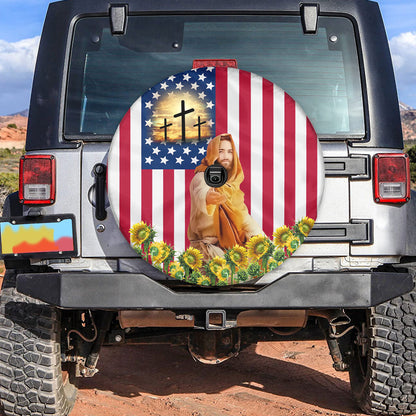 Petthouse | Jesus Sunflower Wheel Tire Covers Christian Religious One Nation Under God Spare Tire Cover