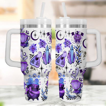 Petthouse | Magical Halloween 40oz Tumbler, Cute Spooky Tumbler Wraps, Retro Ghost Witch Halloween