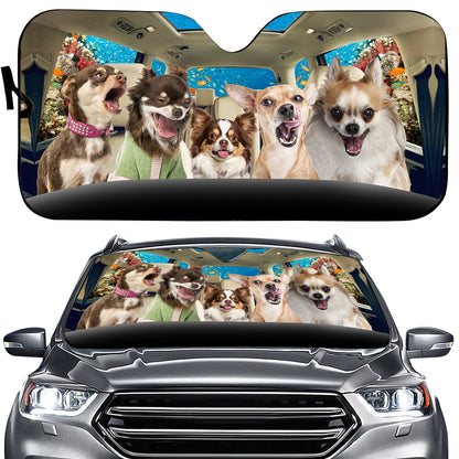 Petthouse | Funny Chihuahua Sunshade Dog Yelling Dog Car Sun Shade Windshield Car Accessories