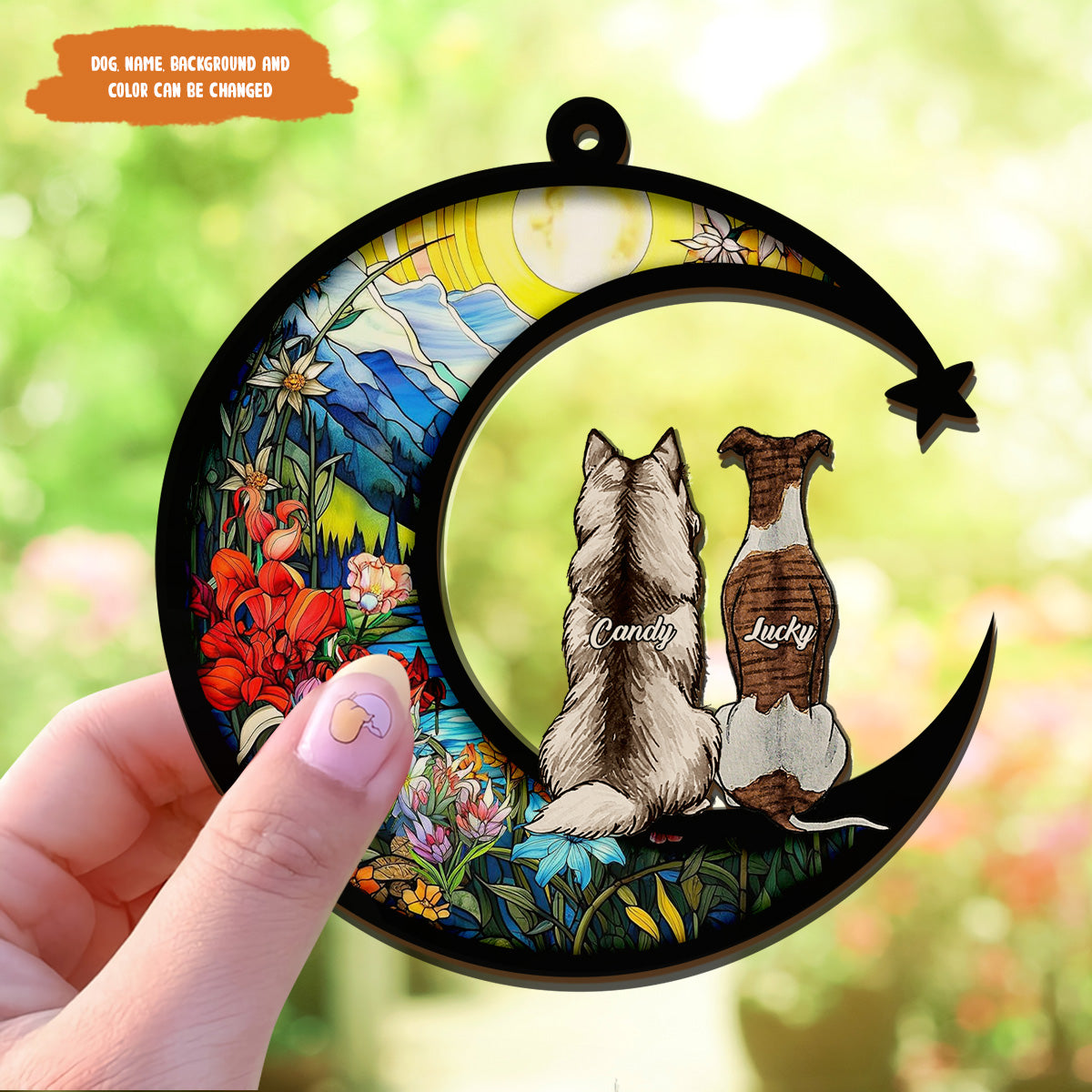 Petthouse | Personalized Memorial Dogs Suncatcher, Dog Memorial Gift, Dog Portrait Gift, Dog Loss Sympathy