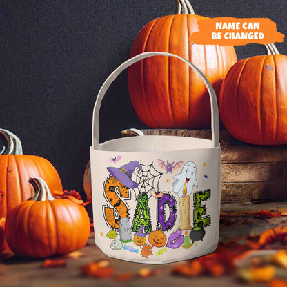 Petthouse | Personalized Name Halloween Basket, Treat Bags For Kids Basket, Trick Or Treat Bag