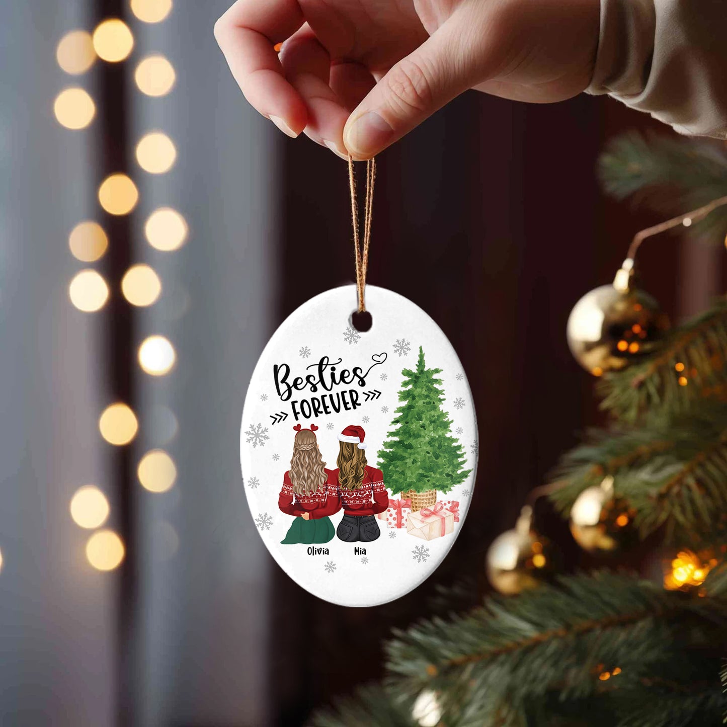 Petthouse | Custom Besties Forever Ornament, Best Friend Ornament, Best Friend Gifts, Besties Keepsakes