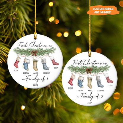 Petthouse | Personalized First Christmas As A Family Of 4 Ornament, First Christmas Bauble, Baby First Xmas