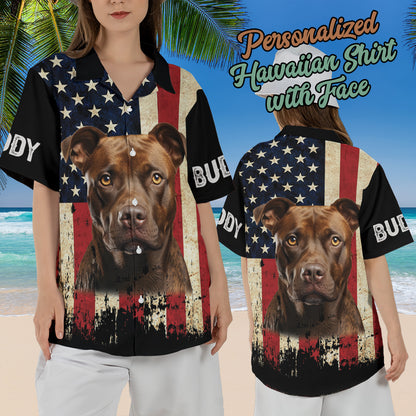 Petthouse | Custom Dog American Flag Vintage Hawaiian Shirts, 4th Of July Gift For Dog Lovers