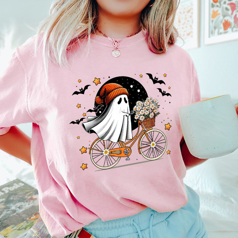 Petthouse | Halloween Cute Ghost Shirt, Ghost Riding Bike Shirt, Cycopath Ghost Halloween, Spooky Season