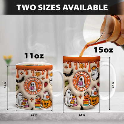 Petthouse | Bookish Halloween 3d Inflated Print Mug, Cute Ghosts Spooky Mug For Books Lovers, Boo