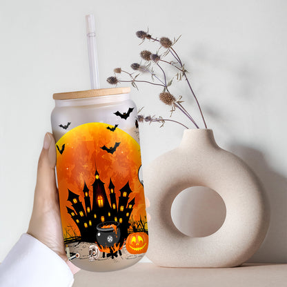 Petthouse | Halloween At The Witches Forest Vintage Glass Can, Halloween Spooky Vibes, Iced Coffee Cup