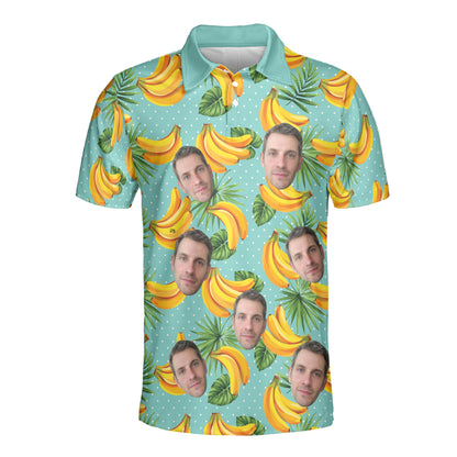 Petthouse | Customized Picture Palm Tree Banana Seamless Pattern Polo Shirt Banana Fruits Summer Golf Shirt Friends